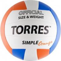 Волейбольный мяч Torres Simple Orange р.5 белый-голубой-оранжевый