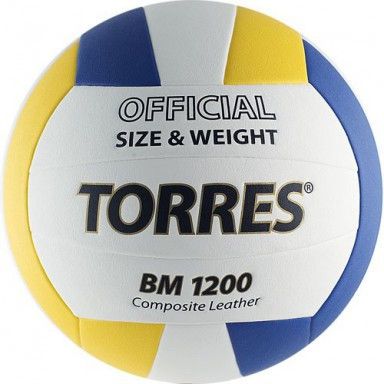 Волейбольный мяч TORRES BM1200 р.5 белый-желтый-синий